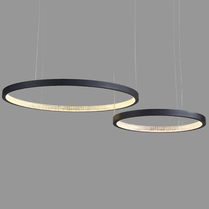 Round Shape Hanging Lamp Fixture Modern Style Pendant Lamp in Black for Living Room