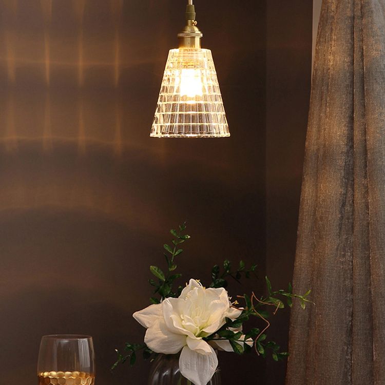 Glass Barrel Shade Hanging Lights Modern Style 1 Head Hanging Mount Fixture for Bedroom
