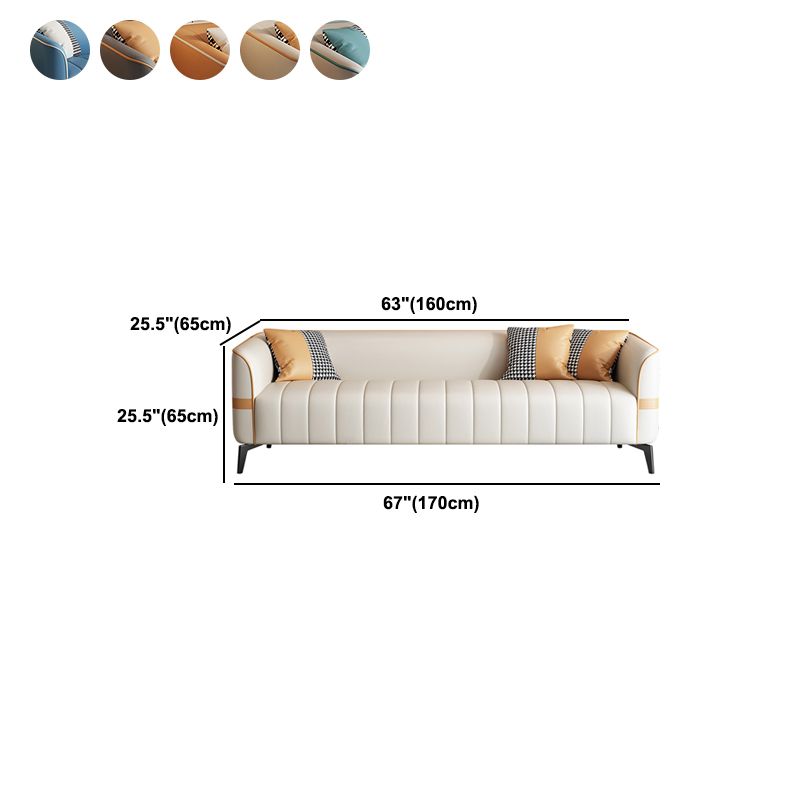 Contemporary 25.6" H Faux Leather Tuxedo Arm Sofa For Living Room