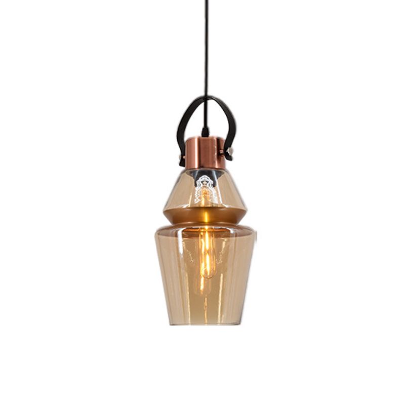 Copper Urn Pendant Lighting Fixture Modern 1 Head Clear Glass Hanging Lamp, 6.5"/8"/10" Wide