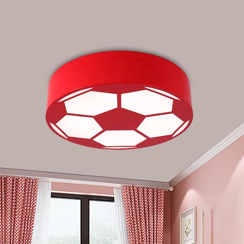 Lámpara de techo empotrada de metal LED estilo infantil con montaje empotrado de fútbol rojo/amarillo/azul con pantalla acrílica