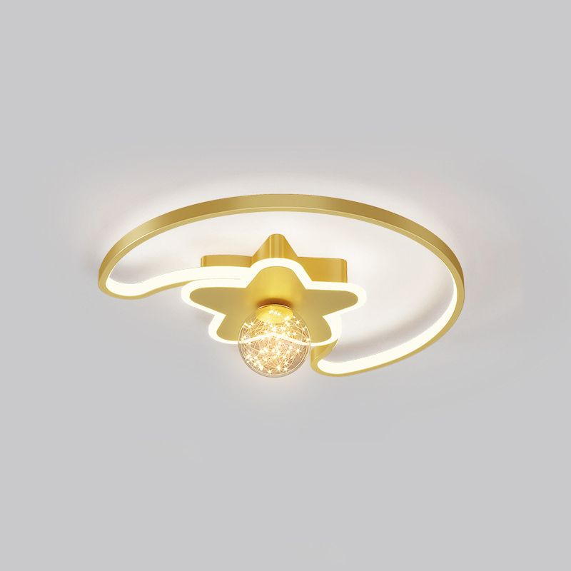 Luminaire encastré en forme d'étoile en métal, plafonnier LED en verre avec boule de simplicité pour chambre à coucher