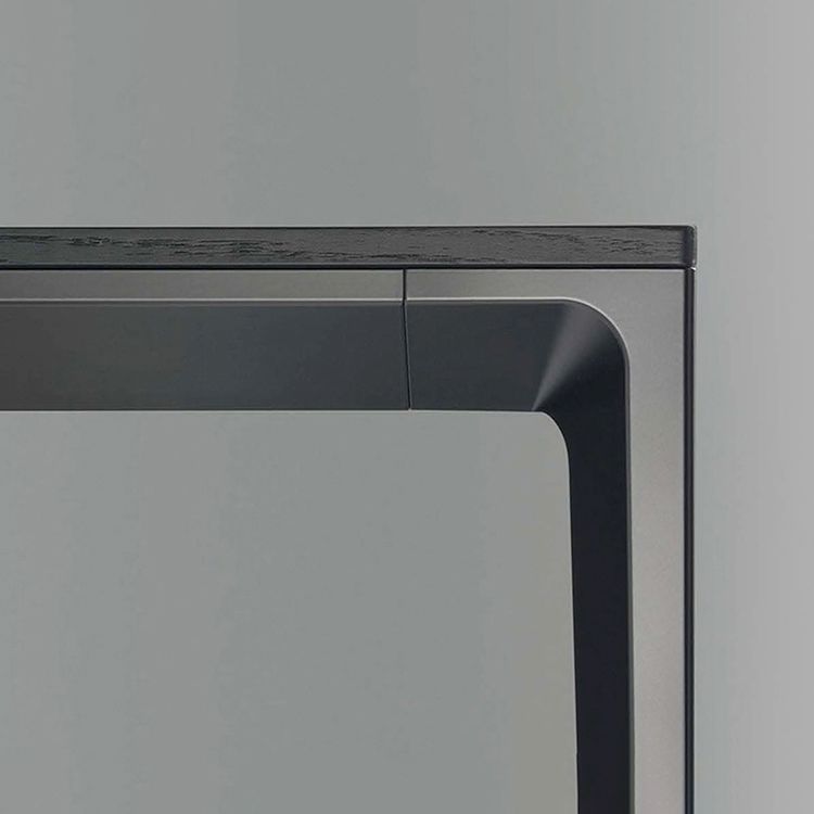 Sintered Stone Top Dining Table Rectangle Table in Grey with Metal Base and 4 Legs