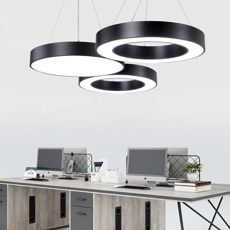 Lampada rotonda Black Lampada rotonda LED Minimalist LED Impiccamento per l'ufficio