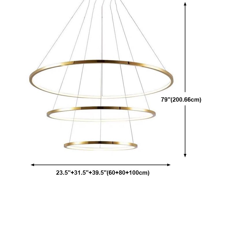 Multi Layer Round Shade Hanging Light Modern Style Metal Pendant Light in Gold