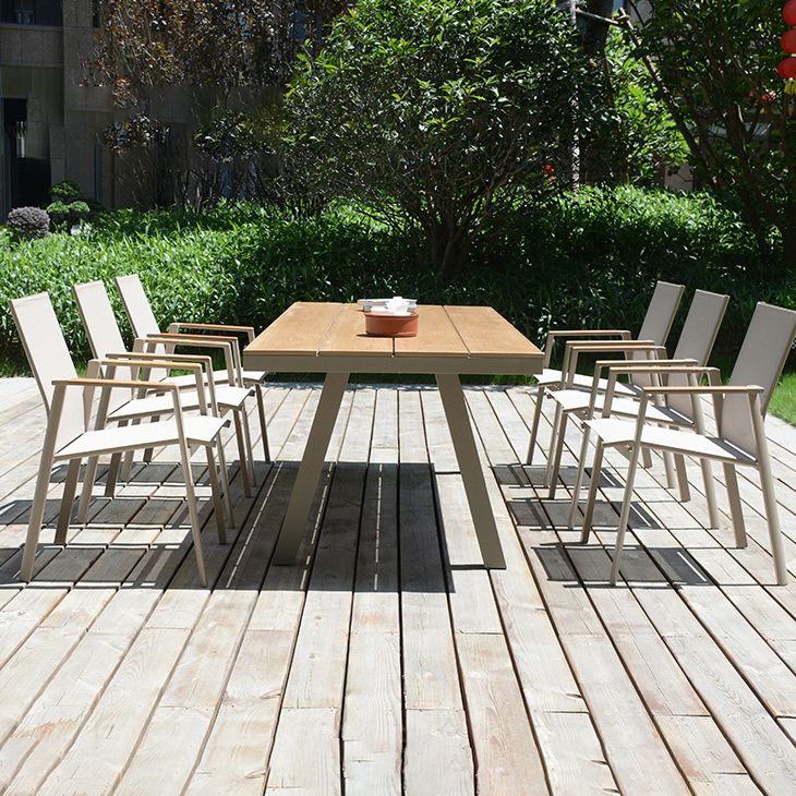 Brown Faux Wood Boho Dining Table Set 1/2/5/7 Pcs Rattan Dining Set