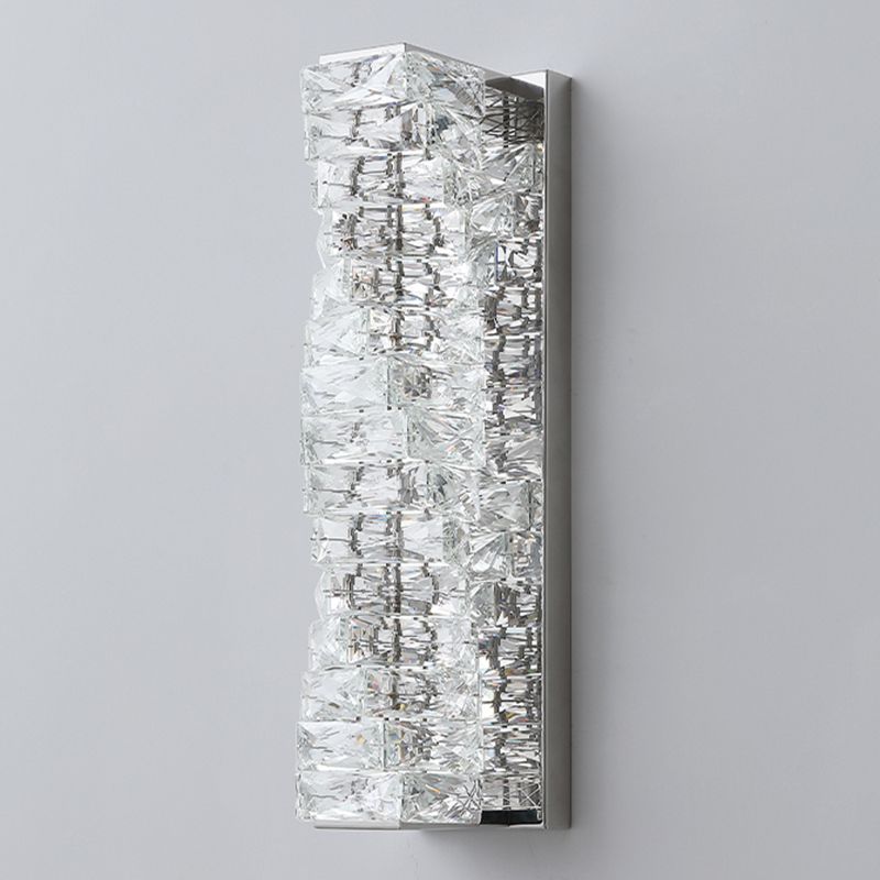 Unique Shade Crystal Wall Sconce Modern Style Single Light Wall Mounted Light in Silver