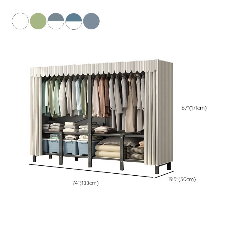 Freestanding Metal Frame Wardrobe Foldable Wardrobe with Garment Rod
