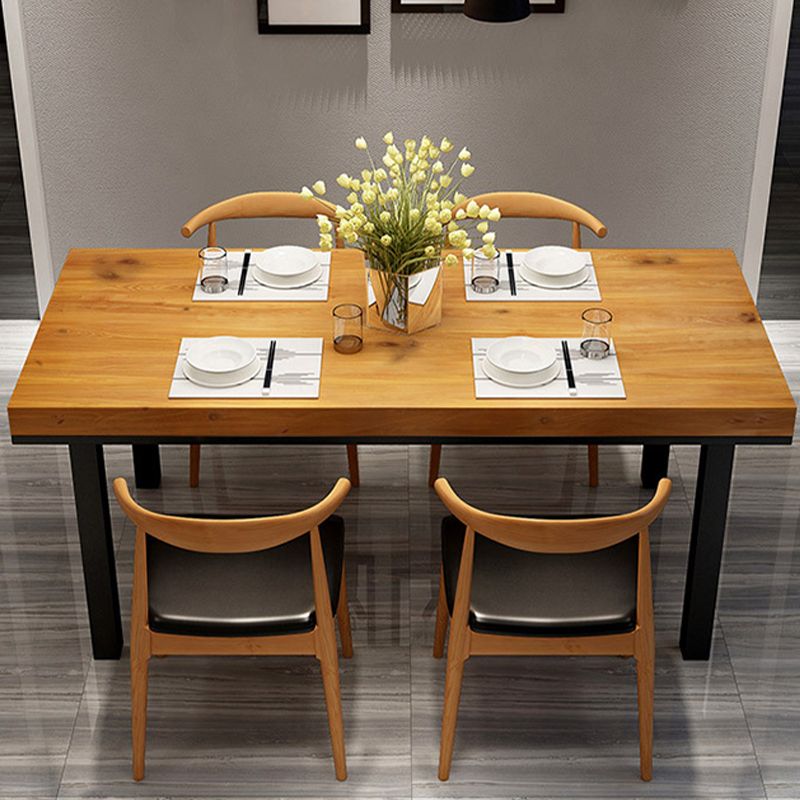 Industrial Solid Wood Top Table Natural and Black Dinner Room Kitchen Table
