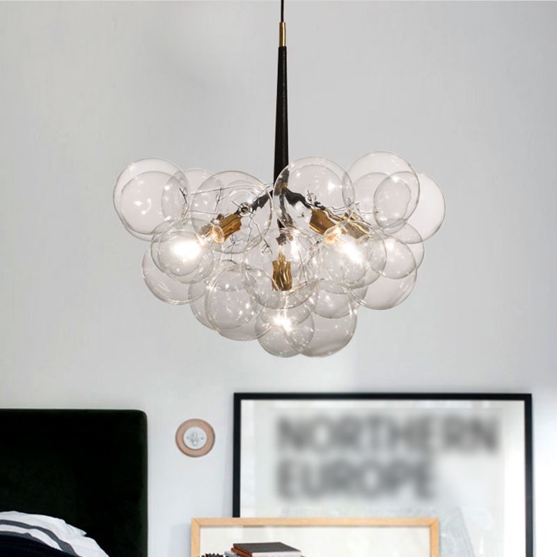 Contemporary Style Spherical Pendant Chandeliers Clear Glass Chandelier Lights