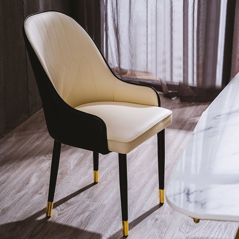 Sillas de comedor de metal estilo Glam, acabado mate, silla lateral con brazo para cocina