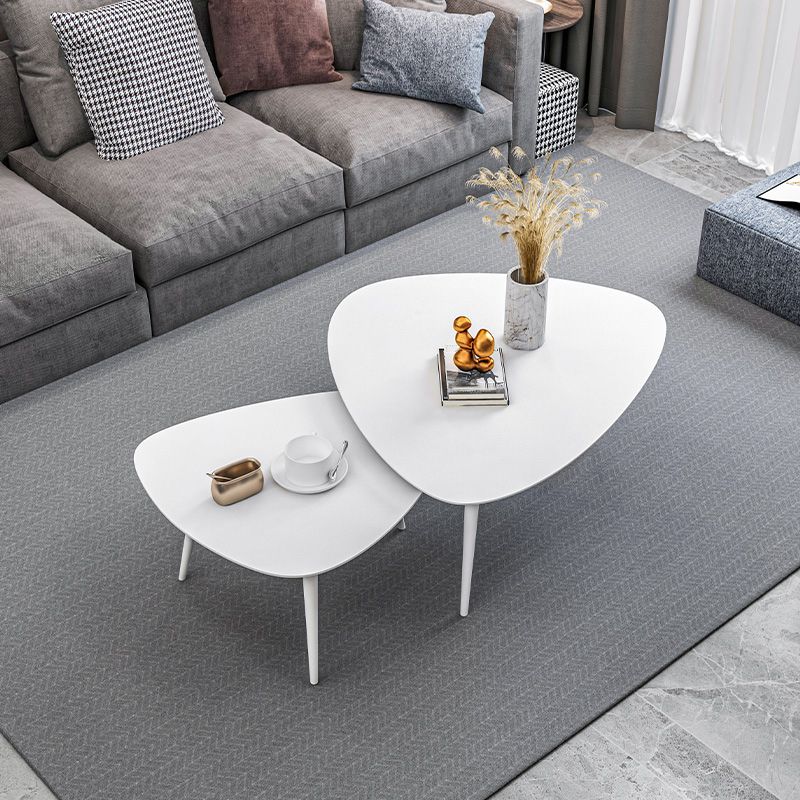 Modern Triangle Slate 3 Legs Coffee Table in Black and White