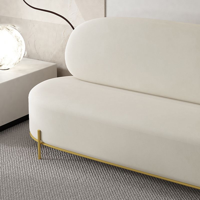 Contemporary White / Orange 31.5" H Velvet Armless Sofa for Living Room