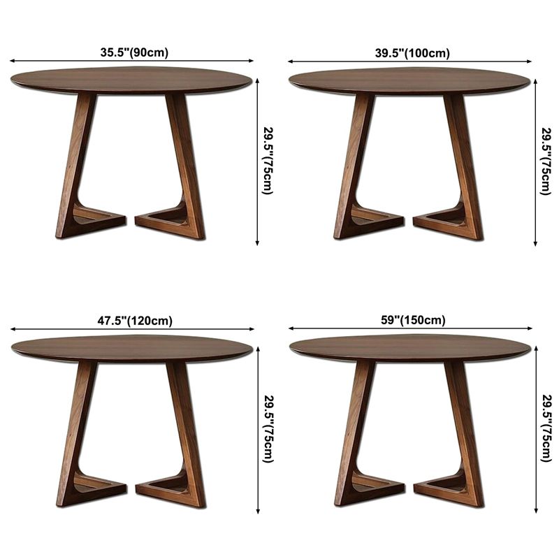 Contemporary Style Round Solid Wood Table Sled Base Dining Table for Home