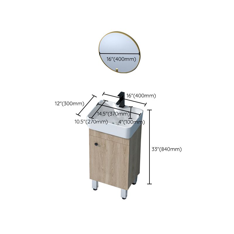 Mirror Vanity Wood Freestanding Rectangle 2 Doors Bathroom Vanity with Single Sink