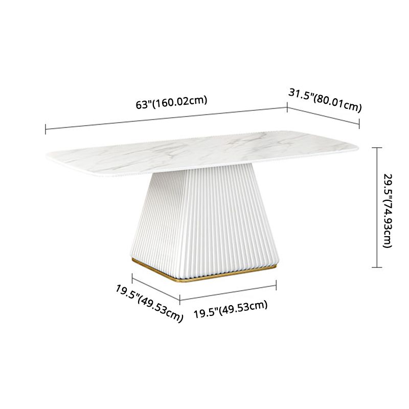 Glamouröser Esszimmer Set mit † Rechteck gesinterte Steindecke und Sockel Basis Essmöbel