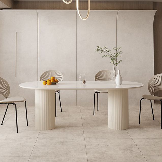 Slate and Metal Table Glam Style Simple Home Oval Dining Table