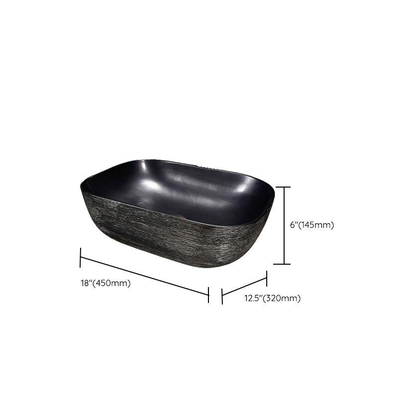 Modern Bathroom Sink Black Oval Ceramic Bathroom Sink with Faucet