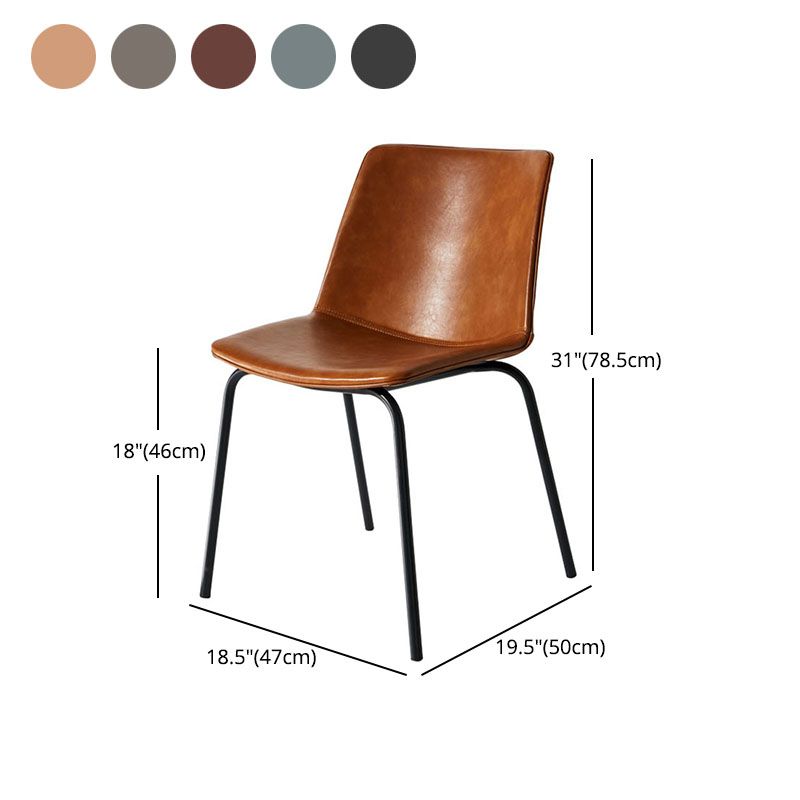 Silla con respaldo sólido sin brazos de diseño industrial para cocina, silla lateral de comedor de cuero