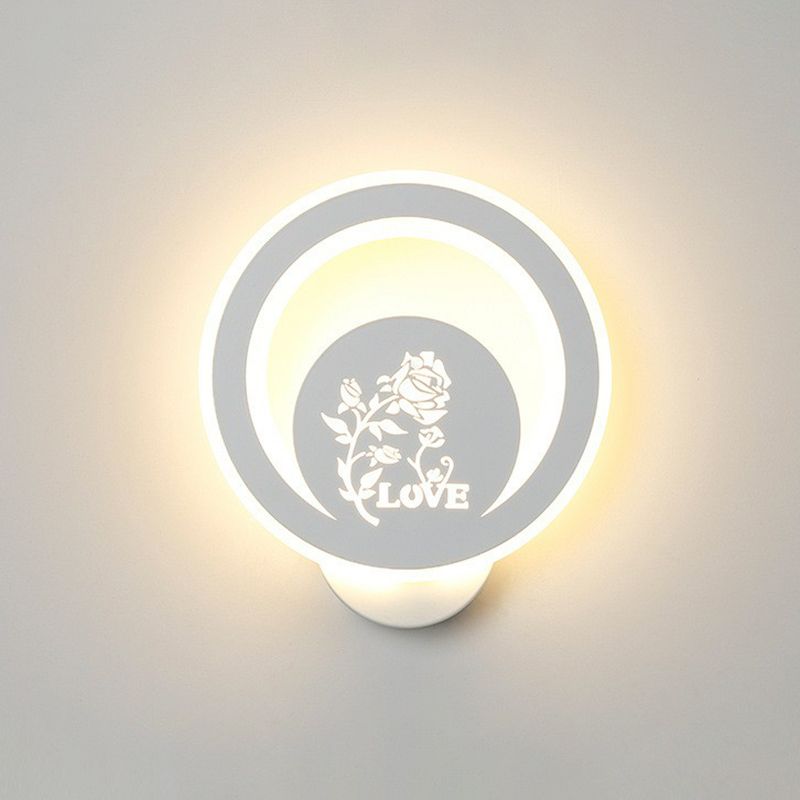 Modern Circular Shaped Sconce Lighting Acrylic Living Room LED Wall Light Fixture in White