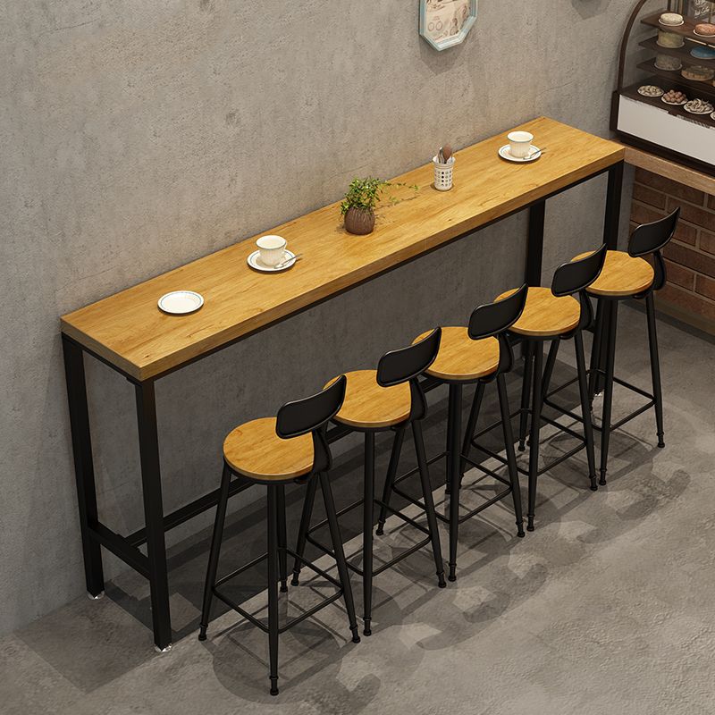 Industrial Bar Height Table Solid Wood Top Bistro Pub Table with Trestle Base