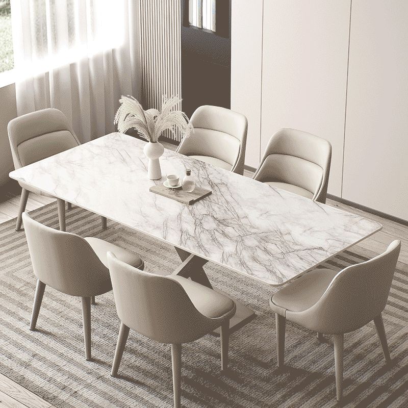 Modern Arm Chair Faux Leather Solid Back Dining Room Chair for Home