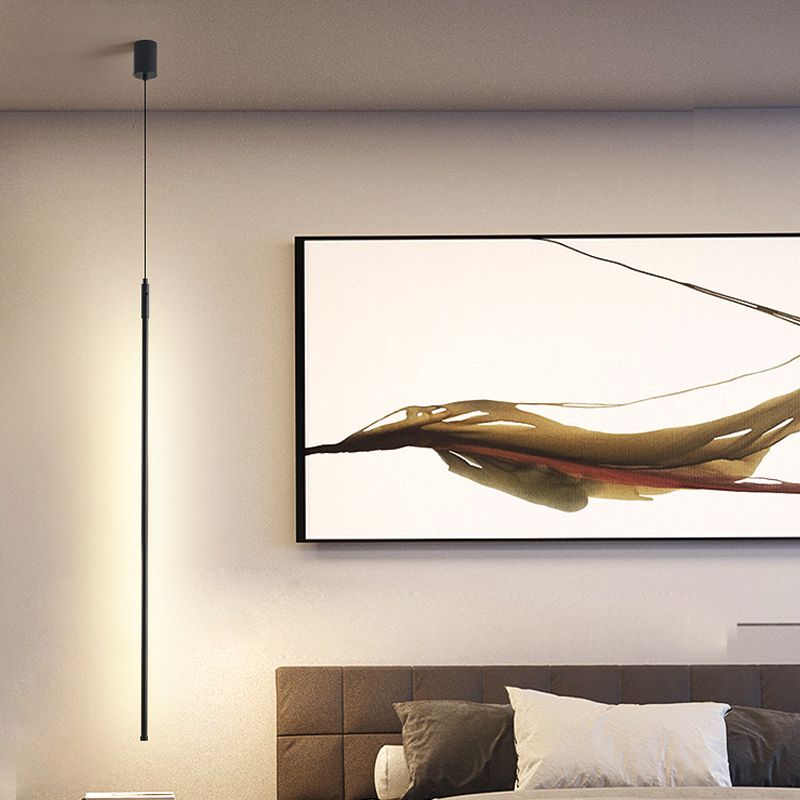 Pendre de style moderne linéaire en métal à 1 lumière pour le restaurant