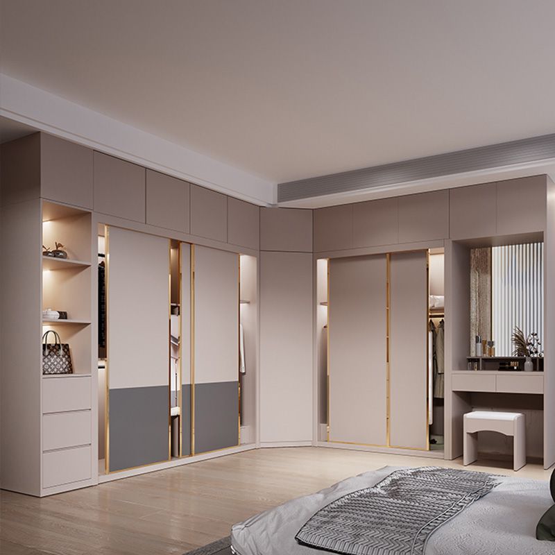 Bedroom Wooden Wardrobe Armoire Coastal Style Sliding Doors Storage Cabinet