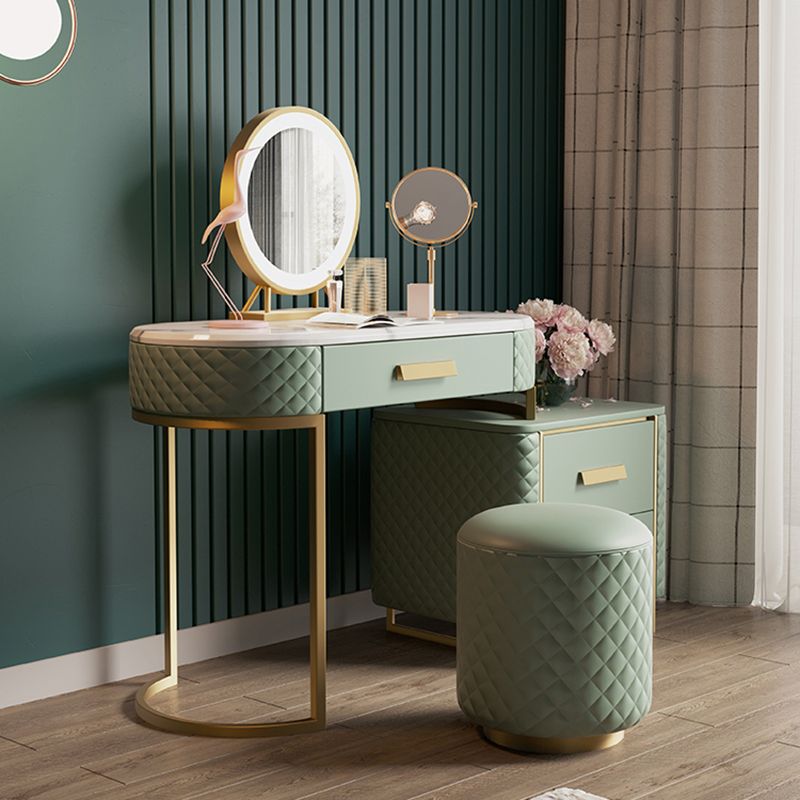 Green Makeup Vanity Desk 30.31" High Vanity Tables with 3 Drawer