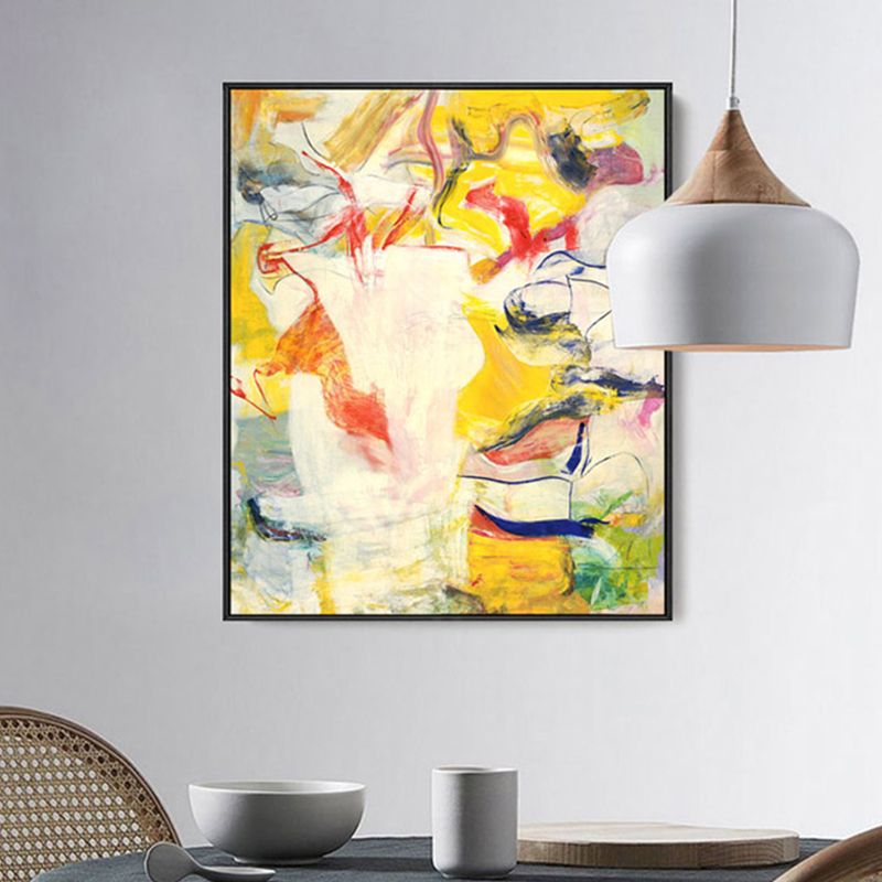 Yellow Contemporary Art Painting Abstract Pattern Canvas Print for House Interior