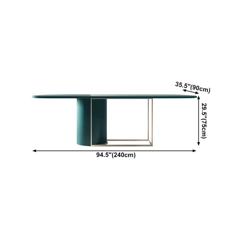 Modern Pine Wood Table in Green for Restaurant Rectangle Dining Table with Trestle Base