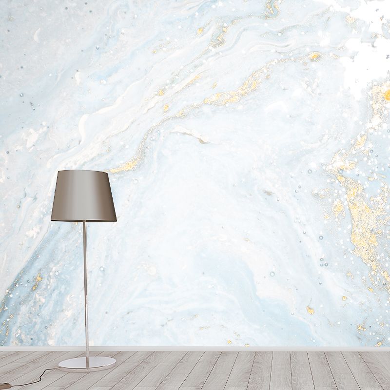 Faux Glitter Texture Mural in Blue-Gold Minimalistic Wall Covering for Accent Wall