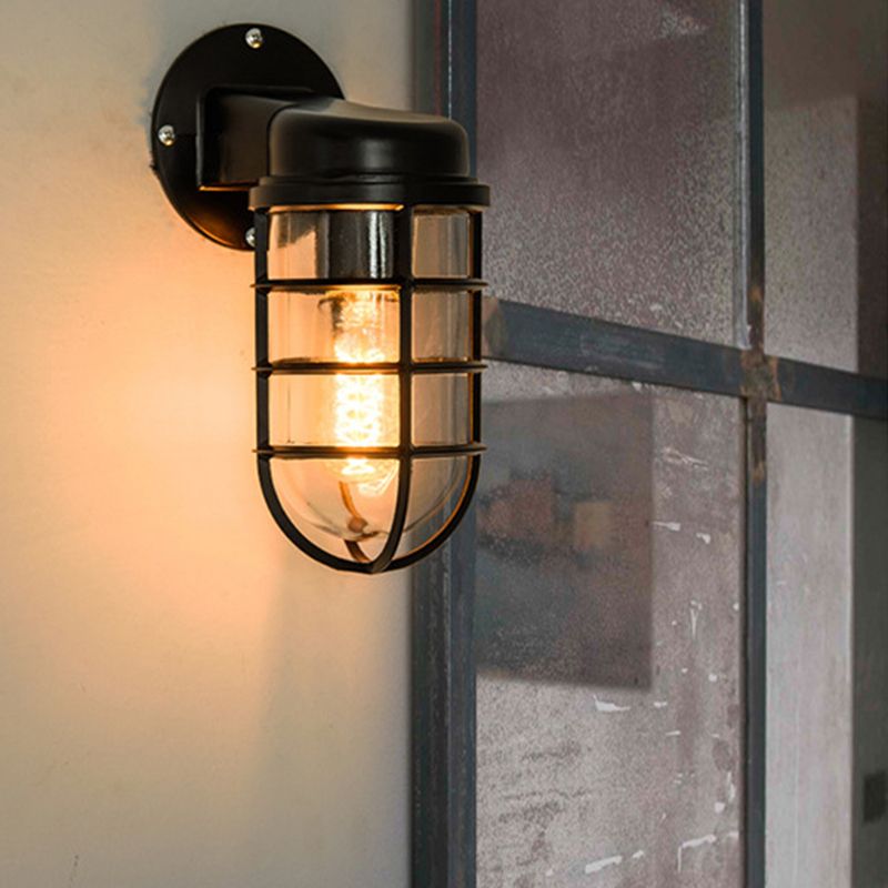 Modern Metal Wall Sconce Cylinder Shape Vanity Lamp with Glass Shade for Bathroom