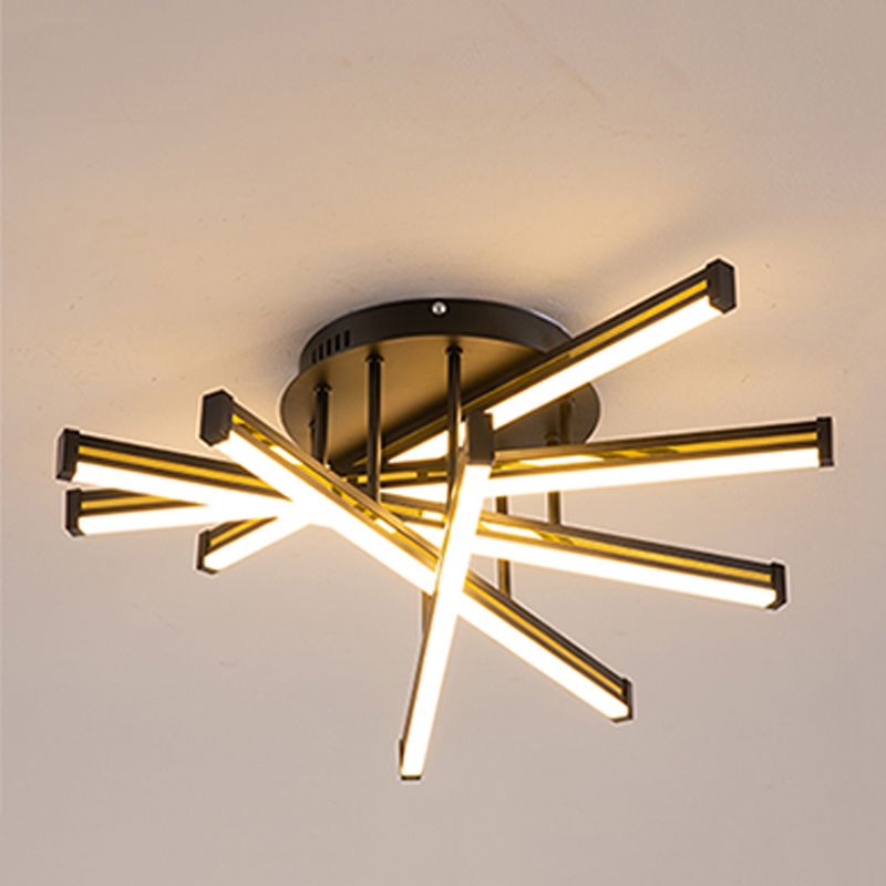 Line Shape LED Creative Ceiling Lamp Modern Iron Flush Mount for Living Room