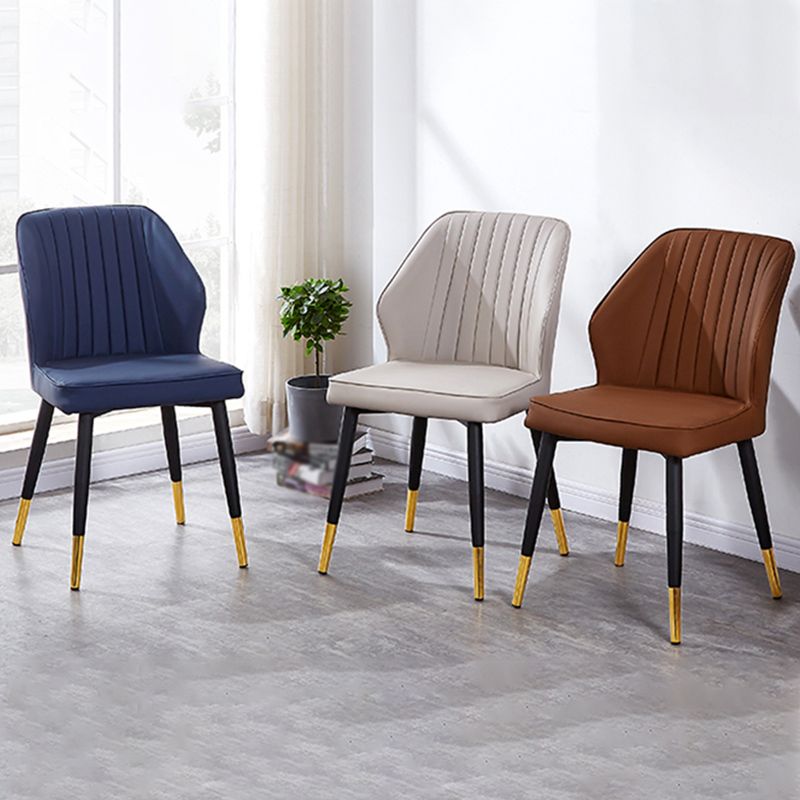 Modern Style Dining Side Chair with Metal Legs Armless Chair for Kitchen