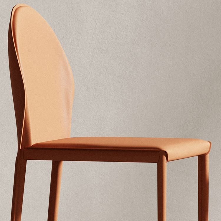 Sillas de comedor de cuero de estilo minimalista, sillas laterales sin brazos con respaldo sólido para uso doméstico