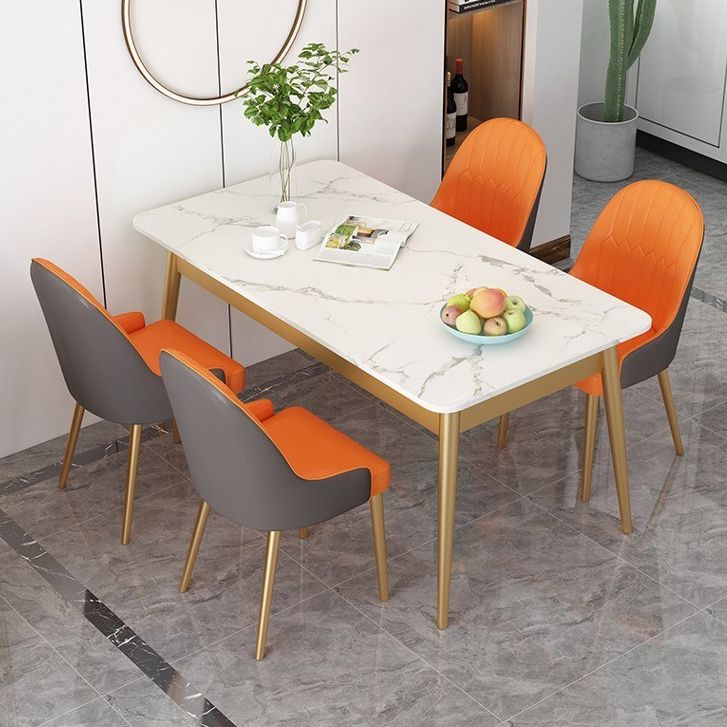 Traditional Luxury Dining Table Sintered Stone Rectangle Table with 4 Legs