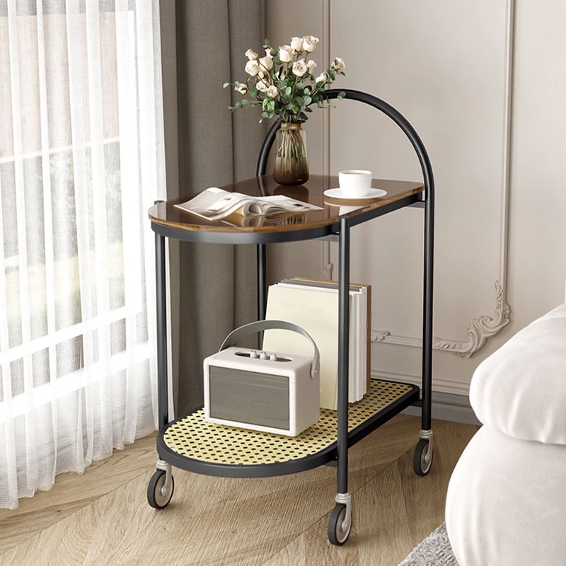 Modern Glass Corner Table Double Tier Side End Table with Storage