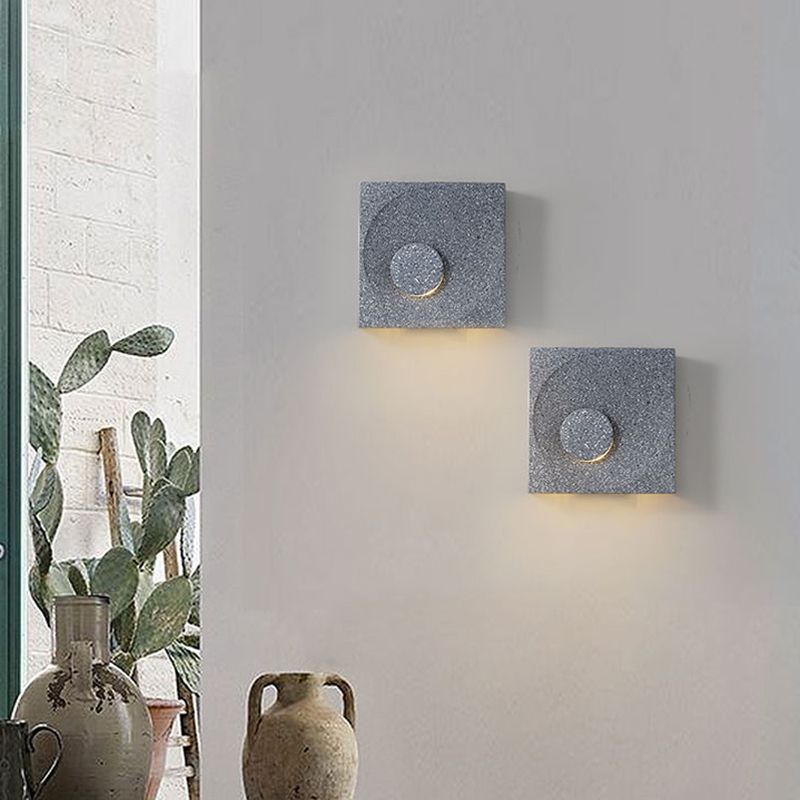 Nordic Style Square Shaped LED Wall Sconce Light Cement Bedroom Wall Mounted Lighting