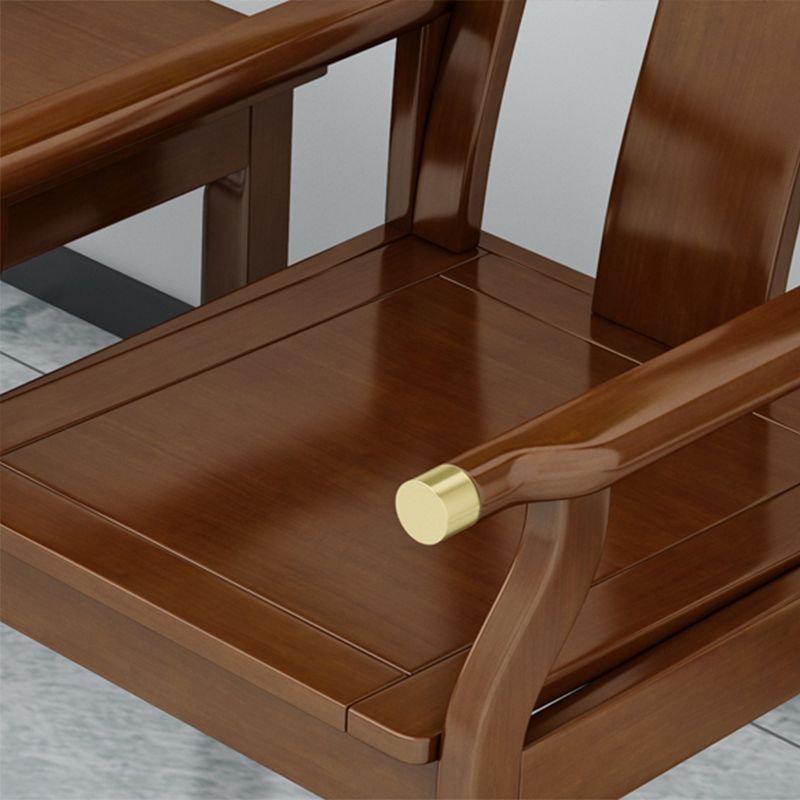 Sillón de comedor tradicional con brazo trasero de listones y patas de madera