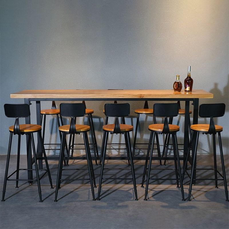 Industrial Indoor Rectangle Trestle Bar Table in Metal and Wood