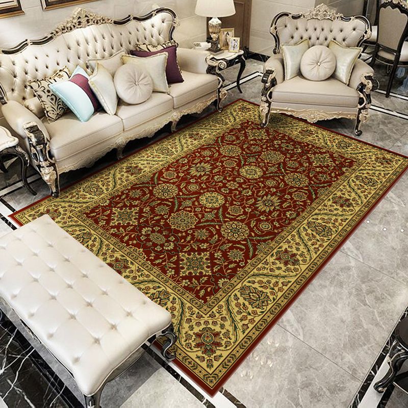 Glam Floral Swirls Rug Multicolor Victorian Rug Synthetics Pet Friendly Non-Slip Stain Resistant Rug for Home