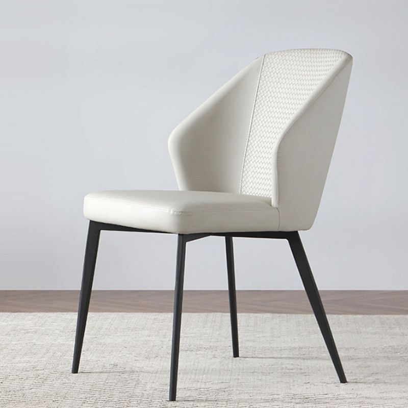 Contemporary Arm Chair Solid Back Metal Dining Room Chair for Indoor