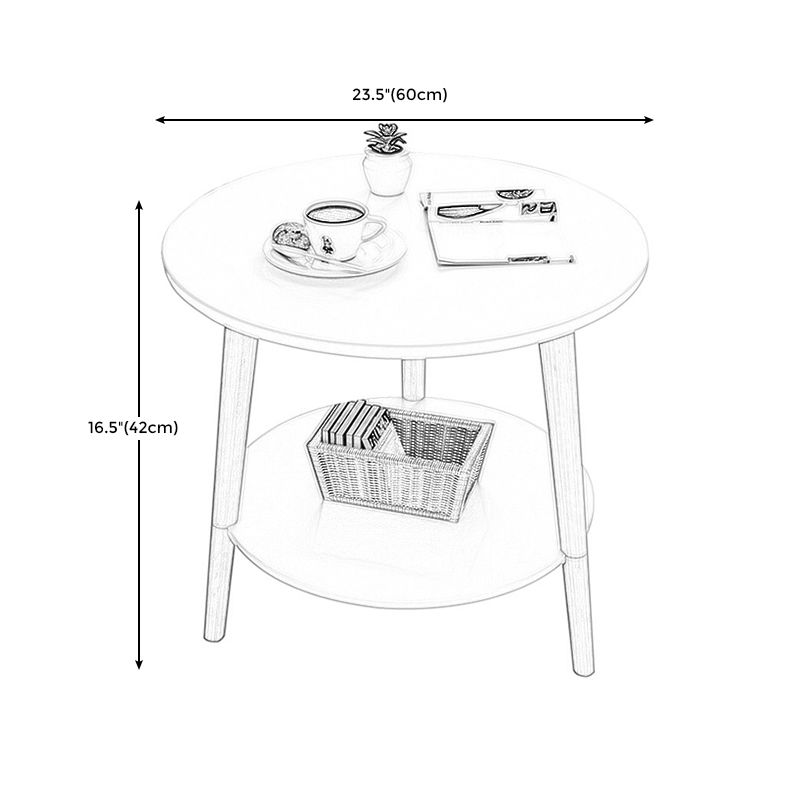 Living Room Round Wood End Table Tripod Side Table with Shelf