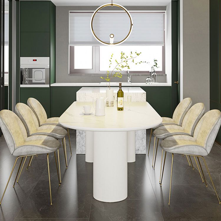 Sintered Stone Top Modern White Table for Restaurant Irregular Dining Table with 3 Legs