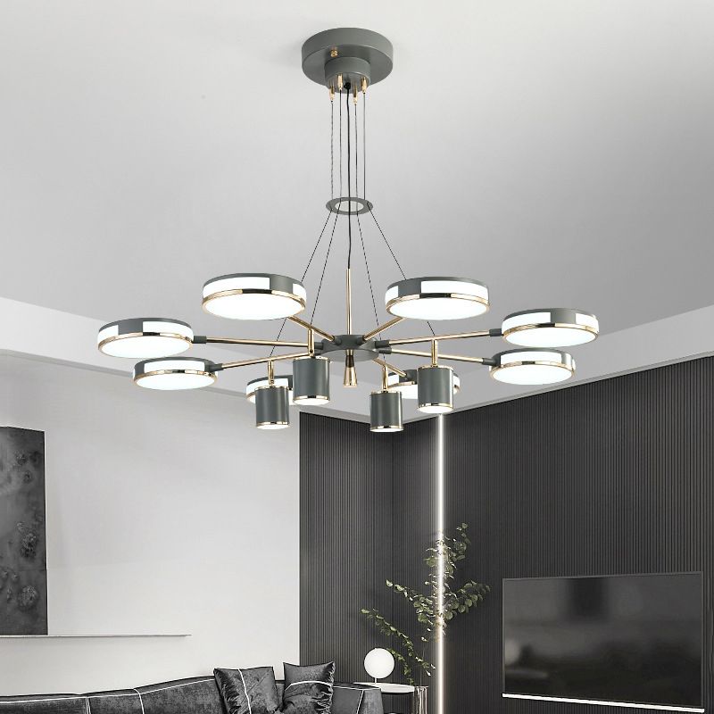 Sputnik LED Chandelier Creative Minimalist Acrylic Grey Hanging Light for Living Room