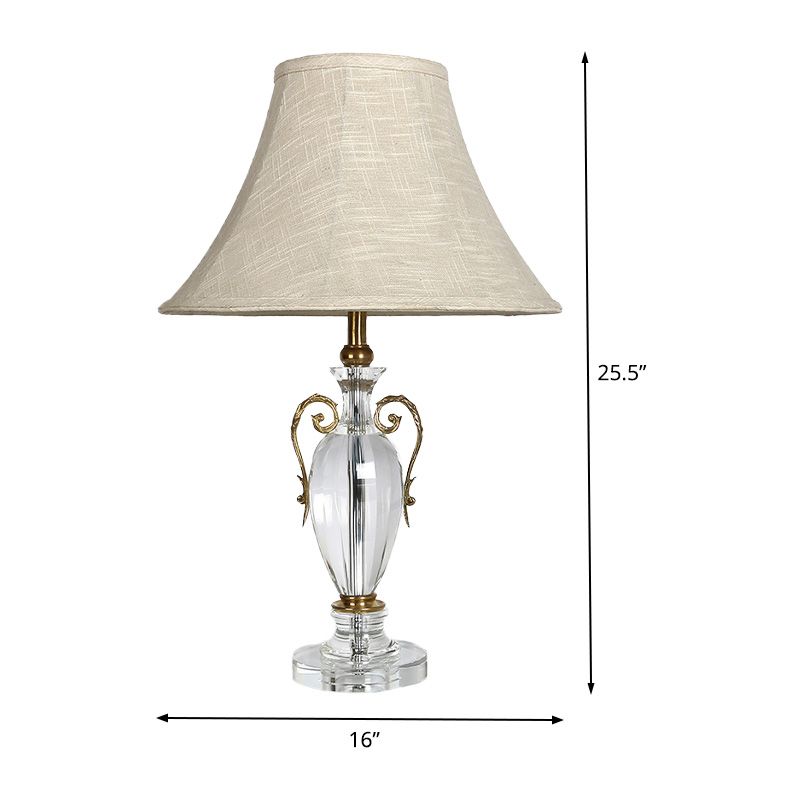 La lampe de table de nuit de nuits de cloche en pierre claire 1 bulbe contemporain avec ombre en tissu