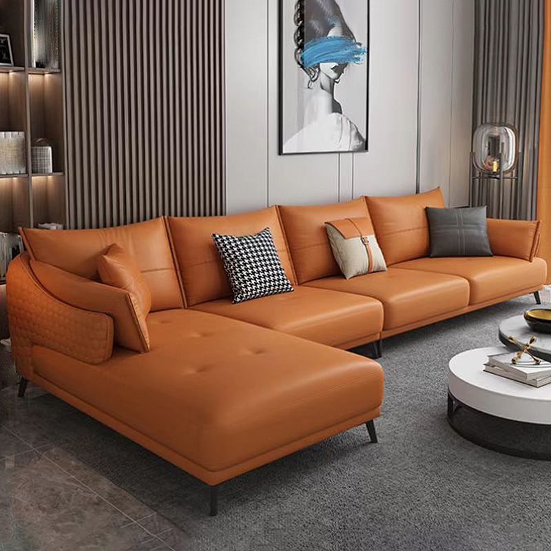 131.88" L x 66.92" W x 33.46" H Genuine Leather Sofa Pillow Top Arm Sectional