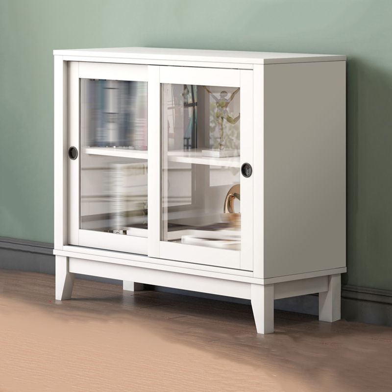 Wooden Standard Bookcase Contemporary Closed Back Bookcase with Door for Office