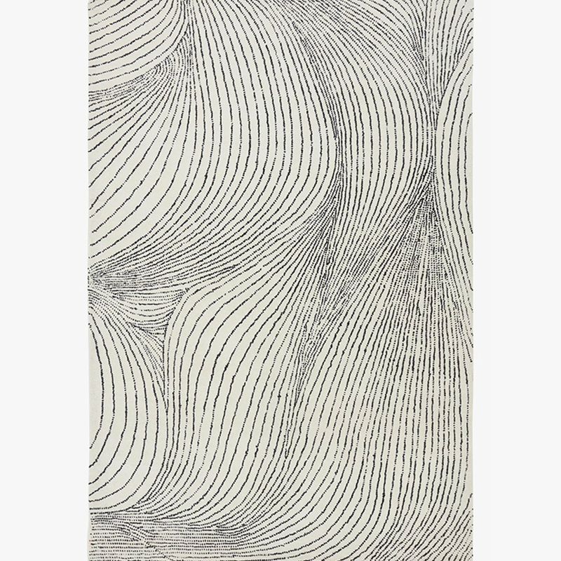 Grey Living Room Area Carpet Stripe Pattern Polyester Area Rug Modern Stain Resistant Rug